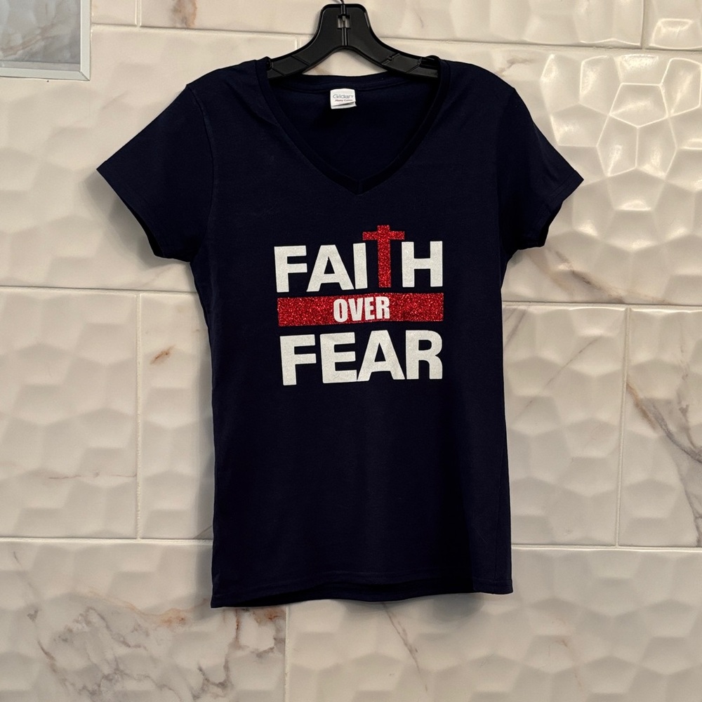 Faith Over Fear Navy T-Shirt
